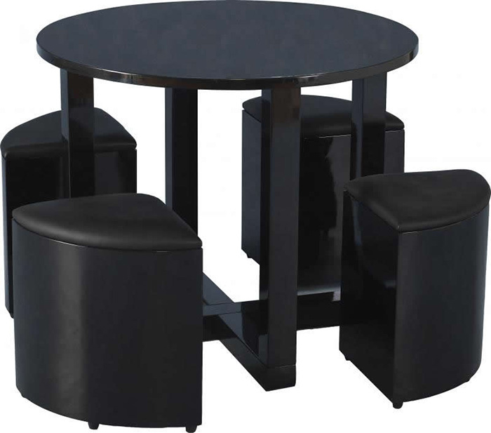 Charisma Stowaway Dining Set in Black Gloss